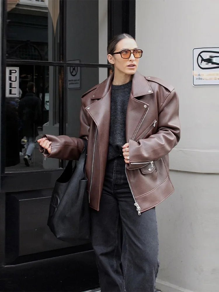 SOERA Jackie Zip-Up Lapel Jacket - Coats & Jackets - Brown S