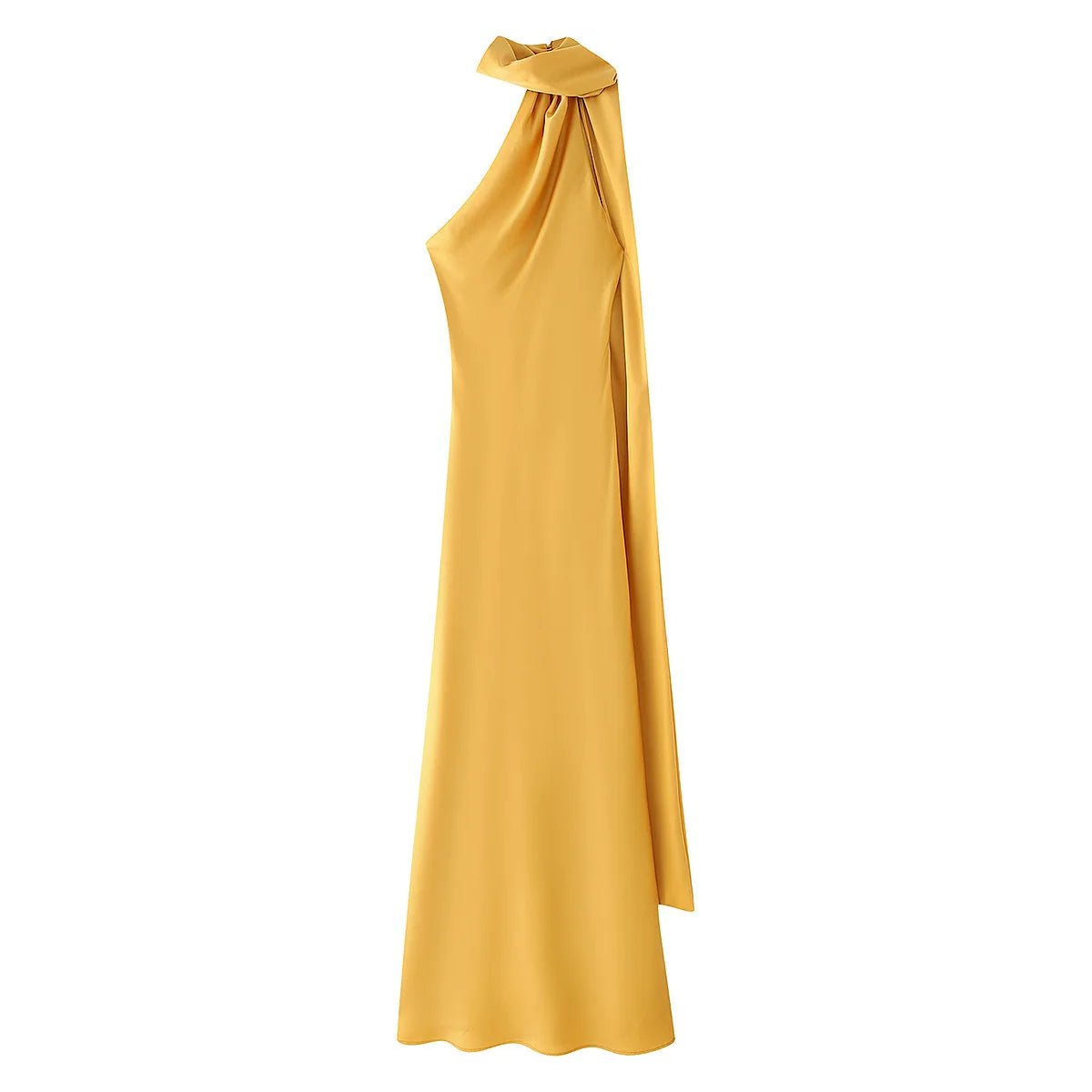 SOERA Beatrice Halter Backless Silk Satin Maxi Dress - Dress - Yellow S