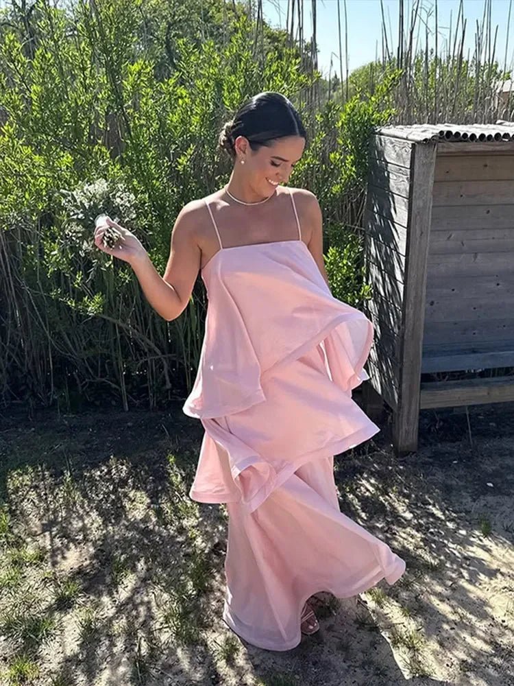 SOERA Iris Layered Ruffle Maxi Dress - Dress - Pink S