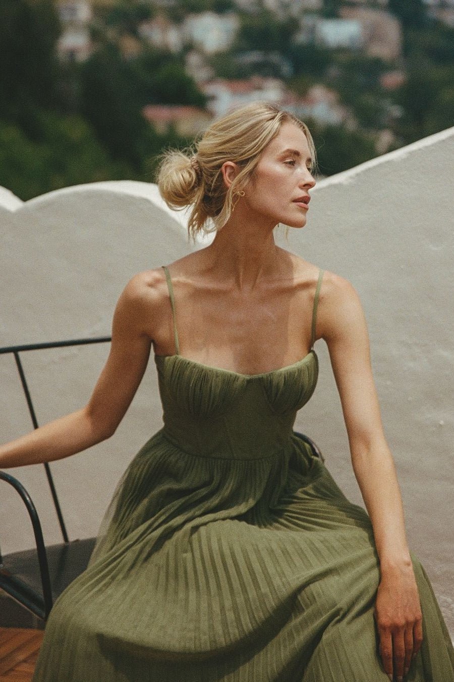 SOERA Vivienne Pleated Sleeveless Maxi Dress - Dress - Green S