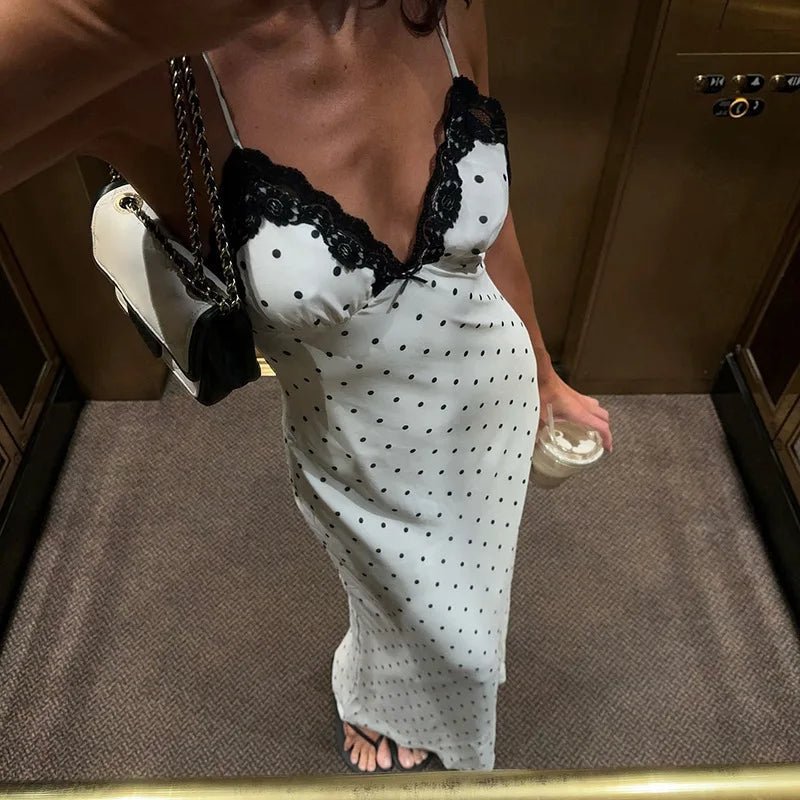 SOERA Celeste Lace Trim Polka Dot Dress - Dresses - White S