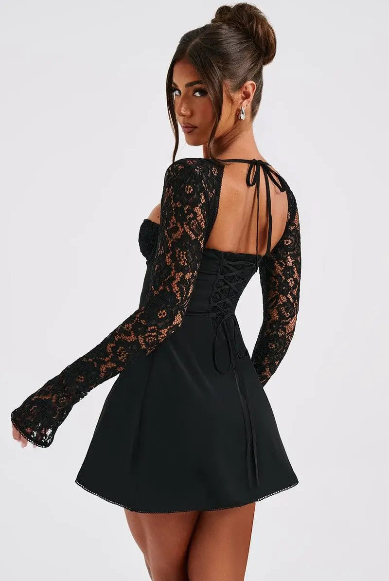 SOERA Louise mini dress with lace details - Dresses - DWOD4-HT169011 red XS