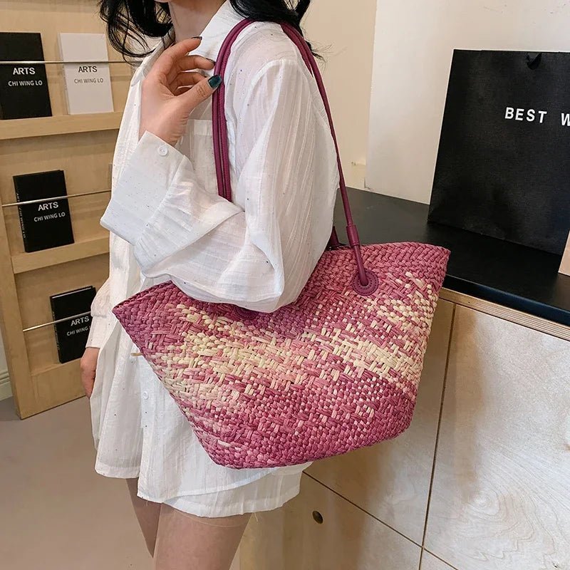 SOERA Camille French Straw Tote Bag - Handbags - Pink