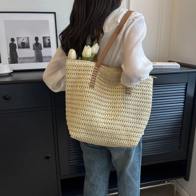 SOERA Celeste Woven Straw Beach Tote - Handbags - Brown