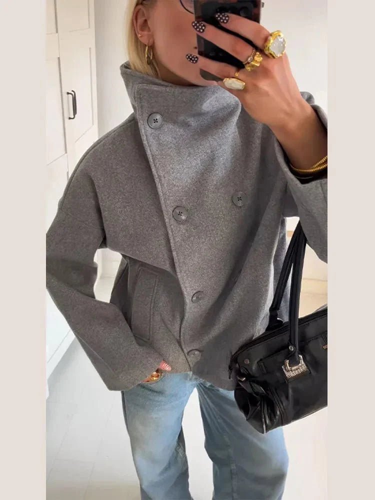 SOERA Clarissa Jacket with Stand Collar - Jackets - Grey XS