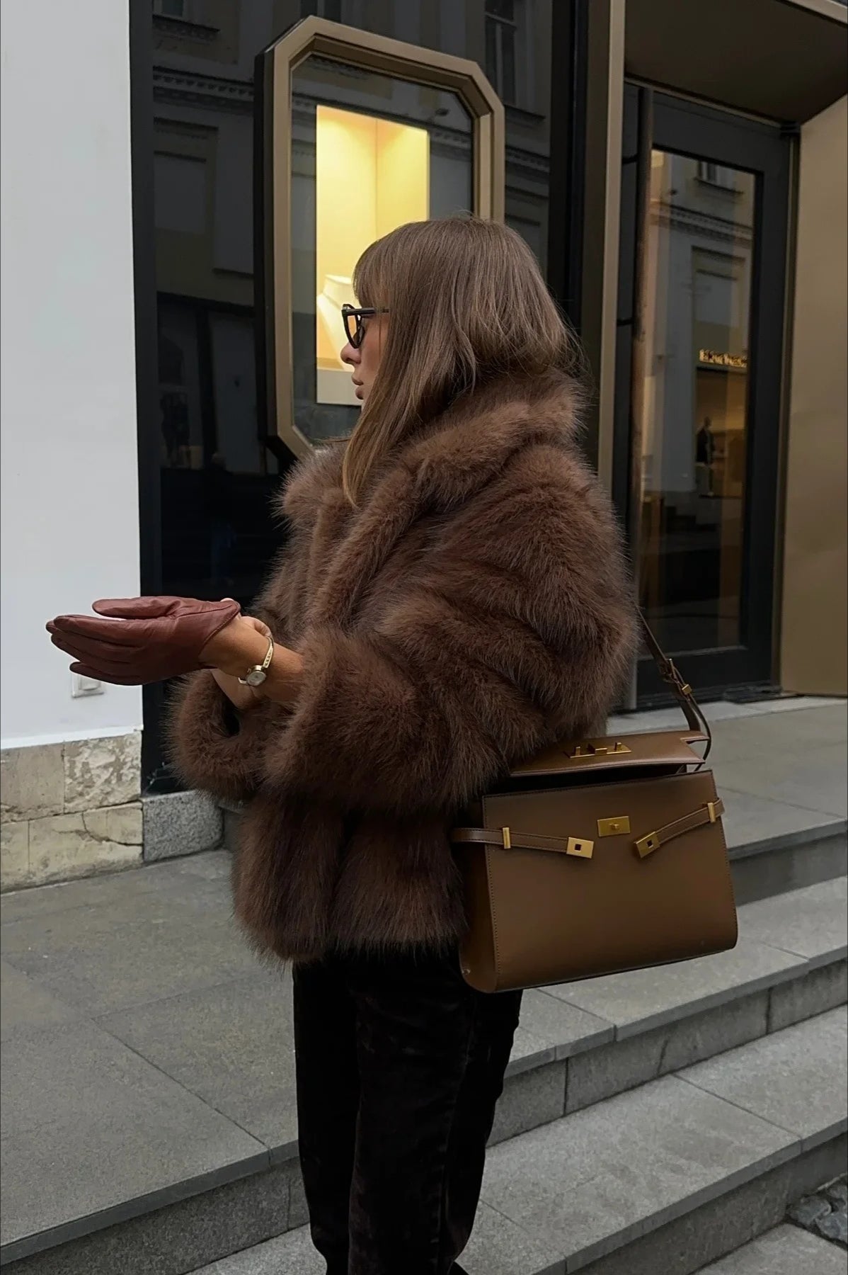 SOERA Colette Faux Fur Short Coat - Jackets - mo1765500291109095979 Brown S