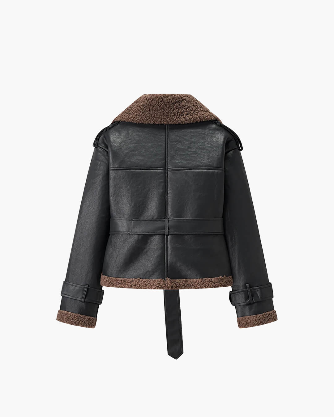 SOERA Cora Short Belted Faux Leather Jacket - Jackets - Brown S