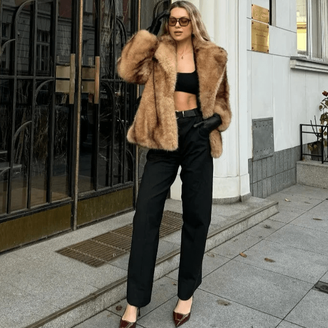 SOERA Fiona Faux Fur Coat - Jackets - ts1761302825923320011 Brown M