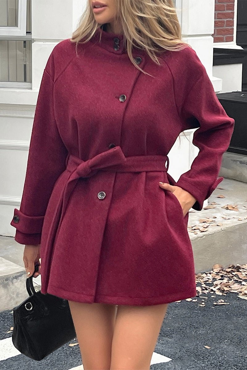 SOERA Jolina Belted Coat - Jackets - Pf1762345864131103195 Red XL