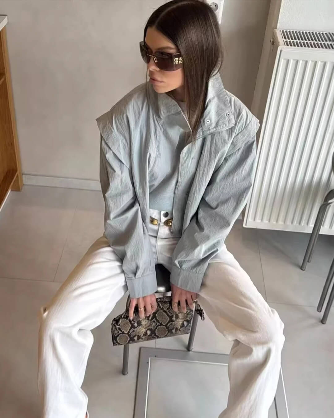SOERA Melisande High Collar Cropped Jacket - Jackets - Light Blue S