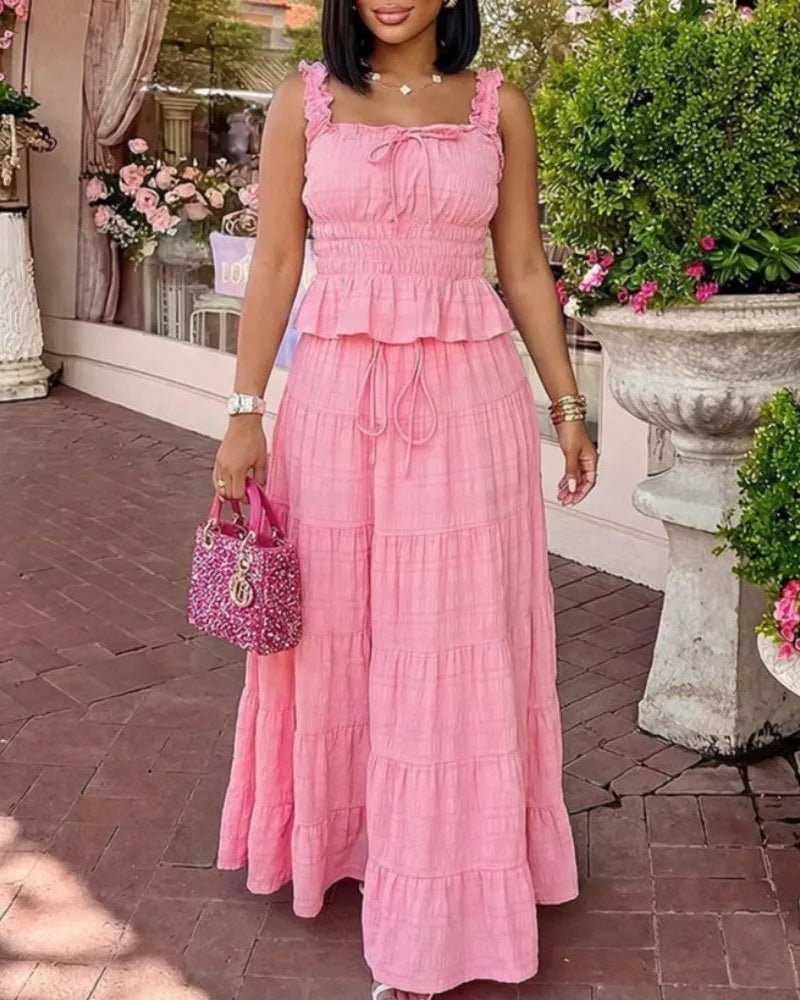 SOERA Bianca Boho Two-Piece Ruffle Set - Matching Sets - Pink XS