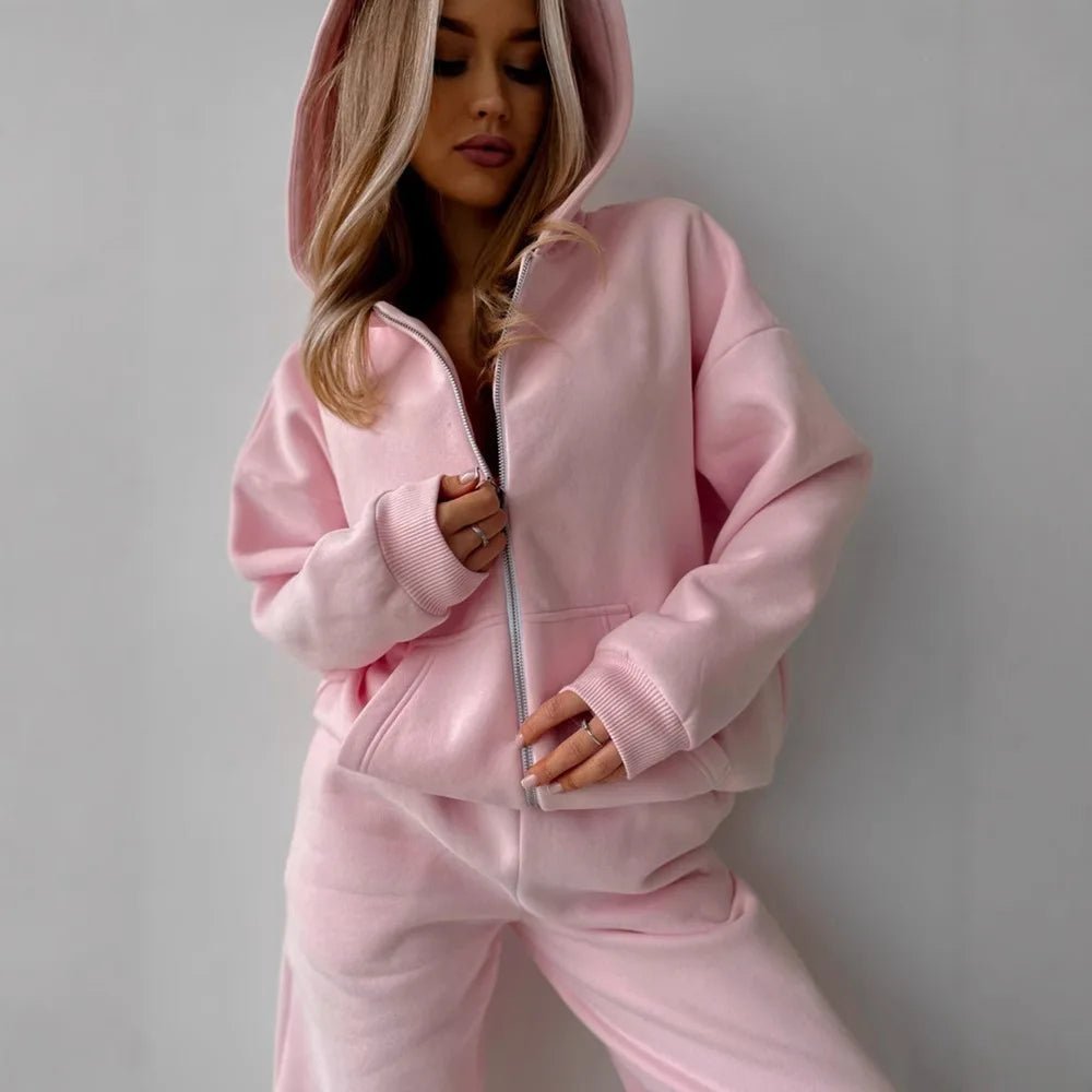 SOERA Cecilia Oversized Hoodie Track 2 Piece Set - Matching Sets - Black S