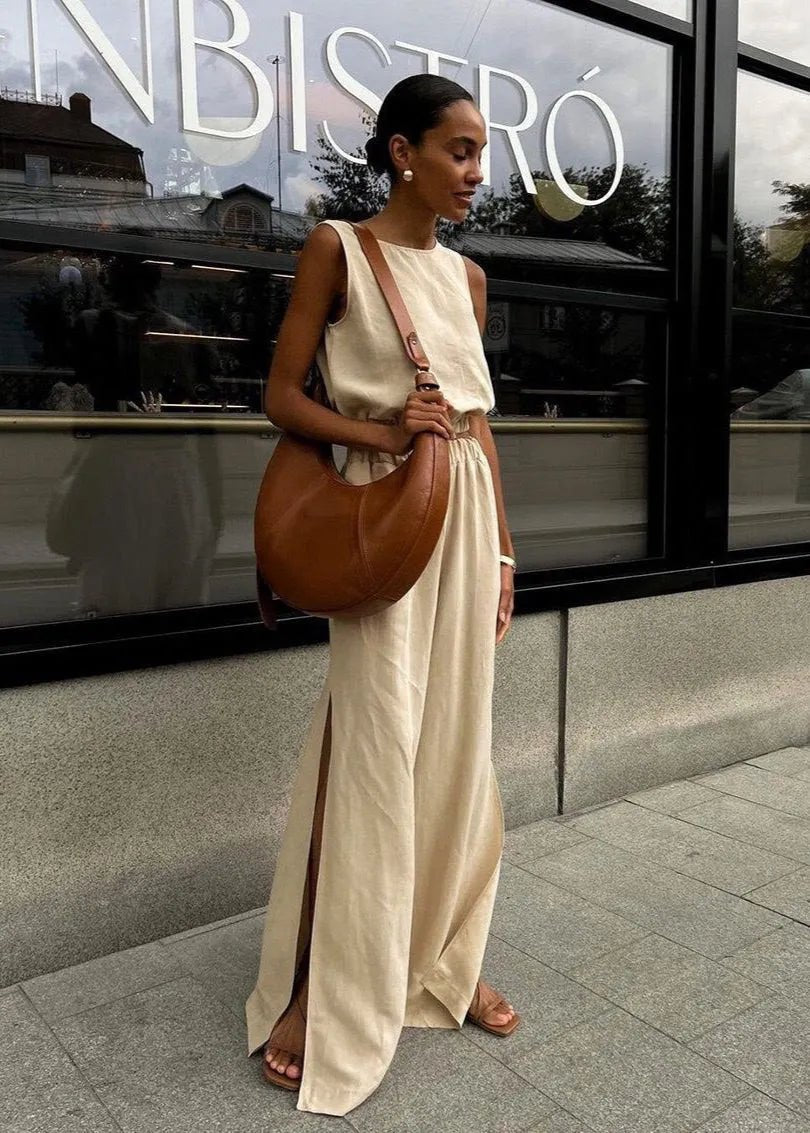SOERA Celeste Wide-Leg Palazzo Set - Matching Sets - Beige S