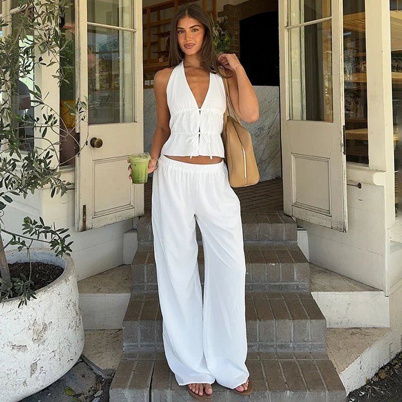 SOERA Renata Halter Cotton Two-Piece Set - Matching Sets - White S