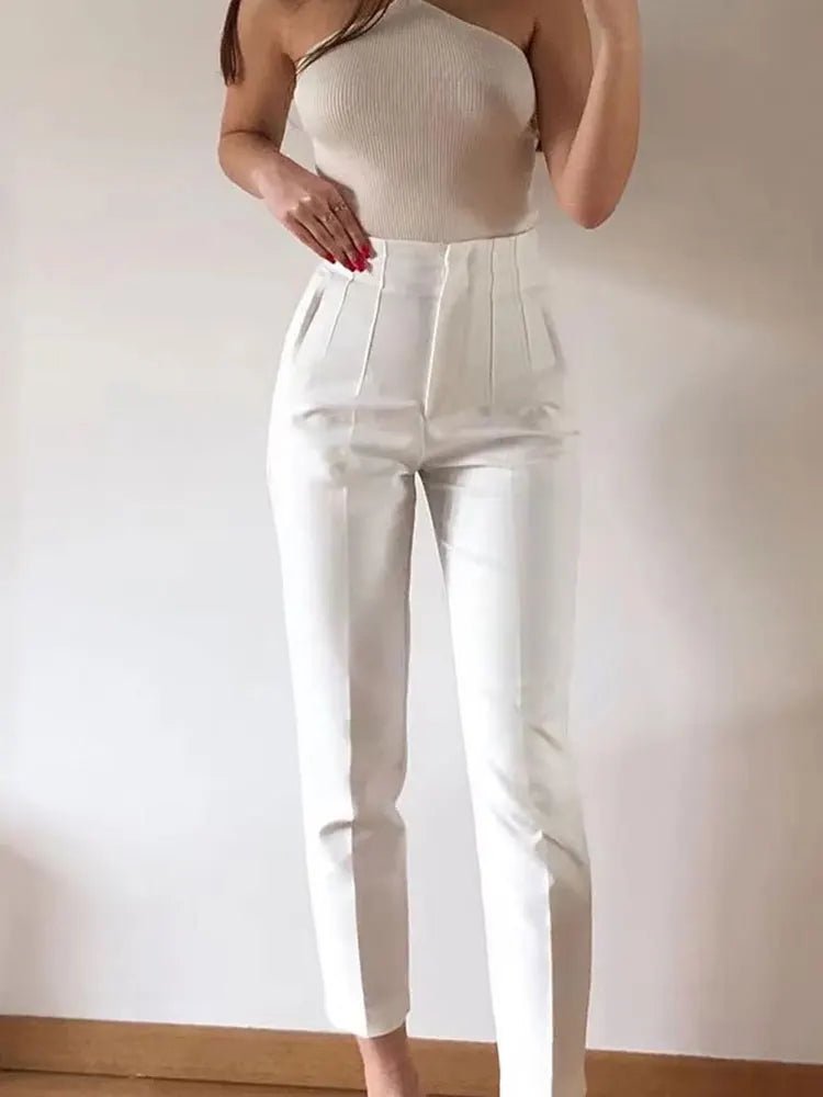 SOERA Sofia High Waist Pencil Pants - Pants - White XS