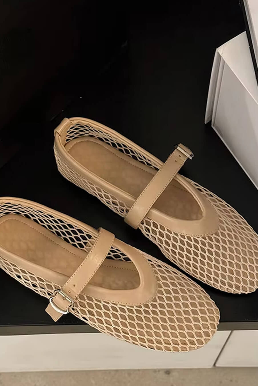 SOERA Rebecca Mesh Ballet Flats - Shoes - Beige 36
