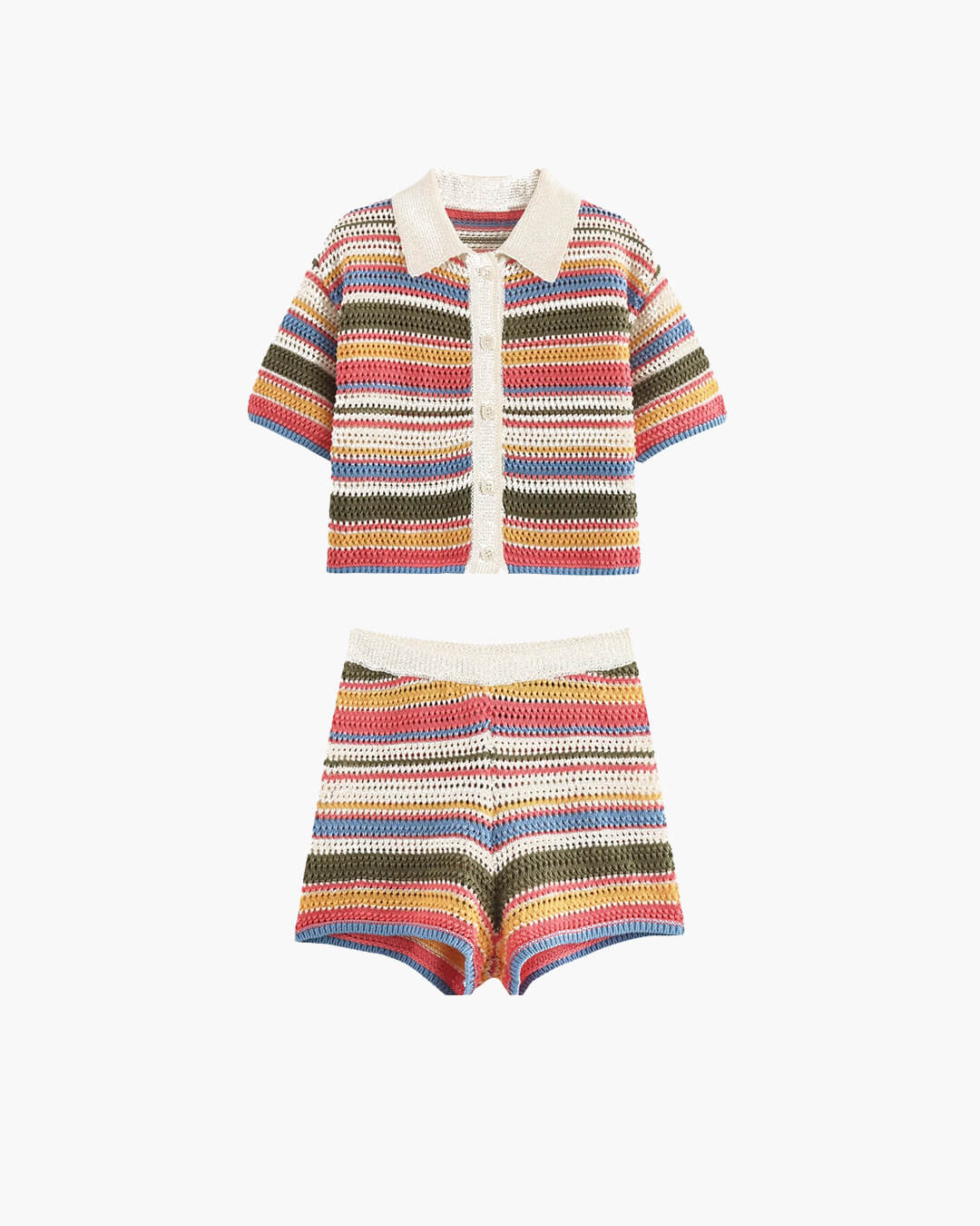 SOERA Margot Striped Knit Crop Set - Shorts Set - SOERA-319235-DEF-OS-87845 L