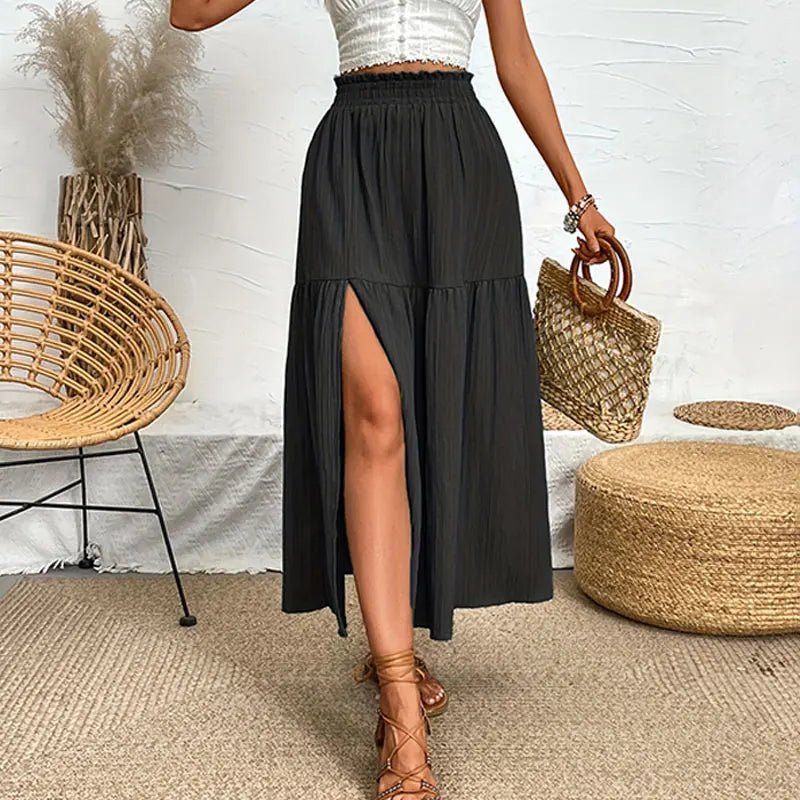 SOERA Maia Bohemian Midi Ruffle Skirt - Skirt - Black S