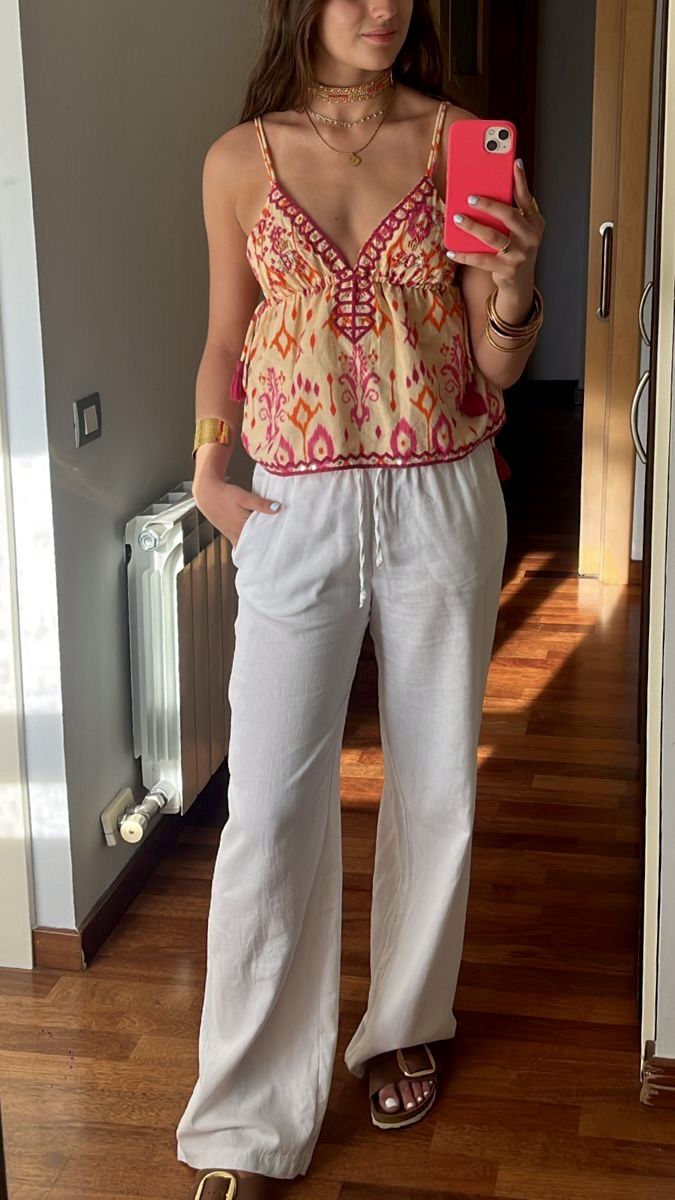SOERA Sofia Embroidered Boho Tassel Tie Cami Top - Top - M