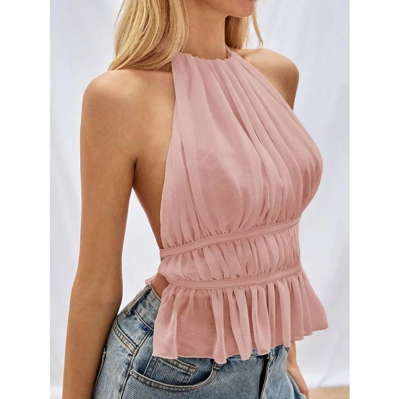 SOERA Ines Ruched Halter Top - Tops - Black S