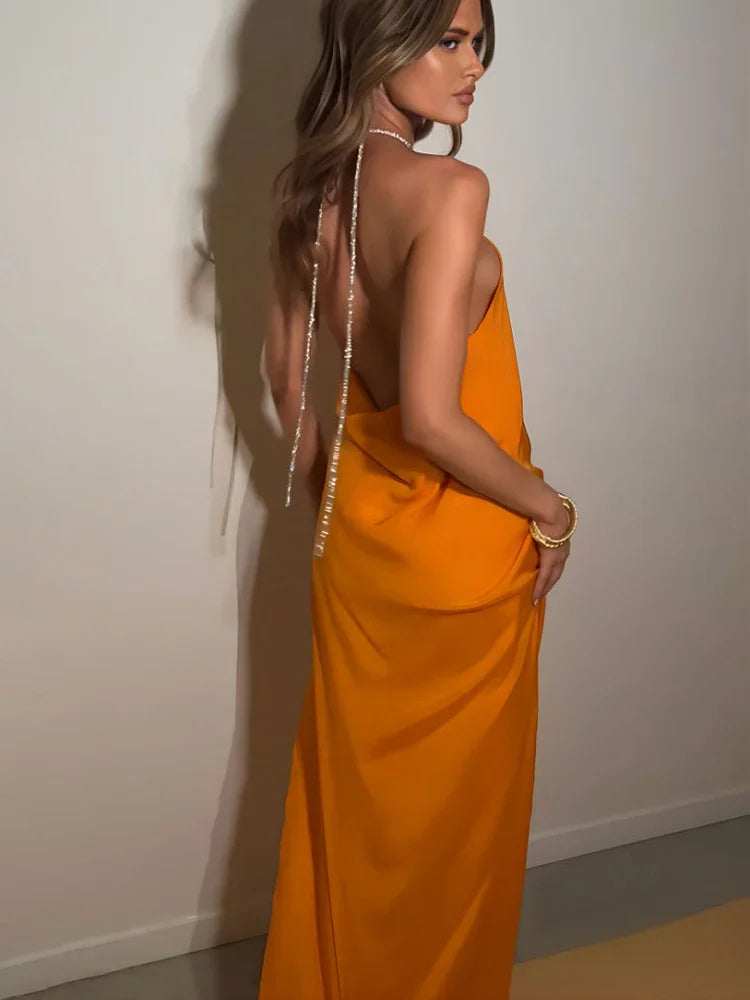 Veron Sequin Halter Maxi Dress