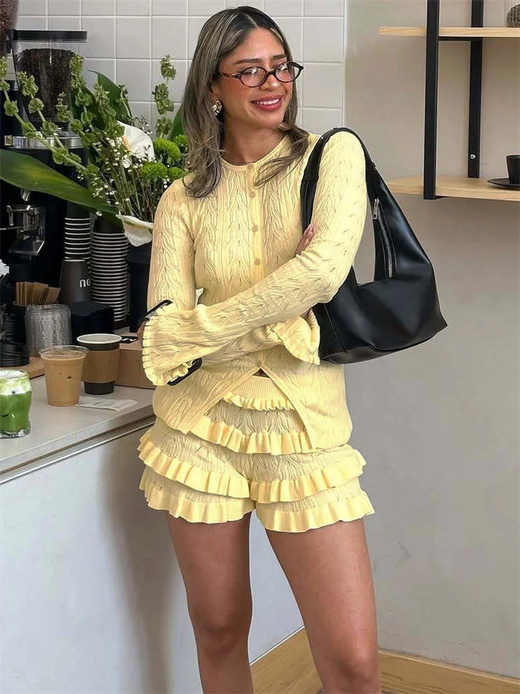 Iris pleteni set sa šorcem s volanima