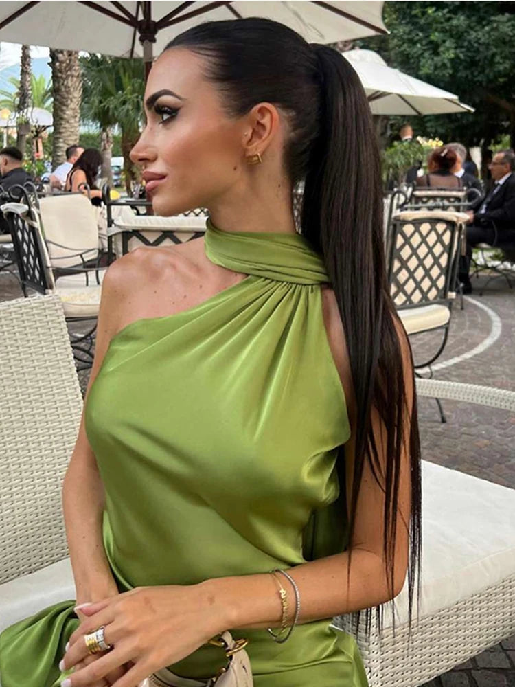 Yanna satenska halter haljina otvorenih leđa