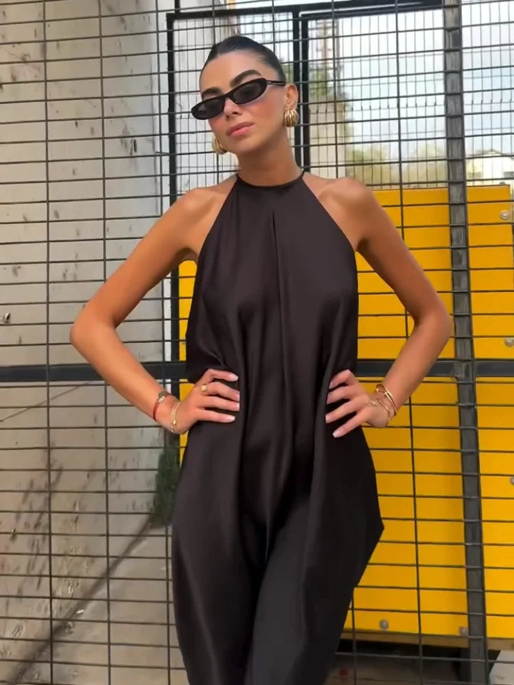 Indira saten halter maxi haljina
