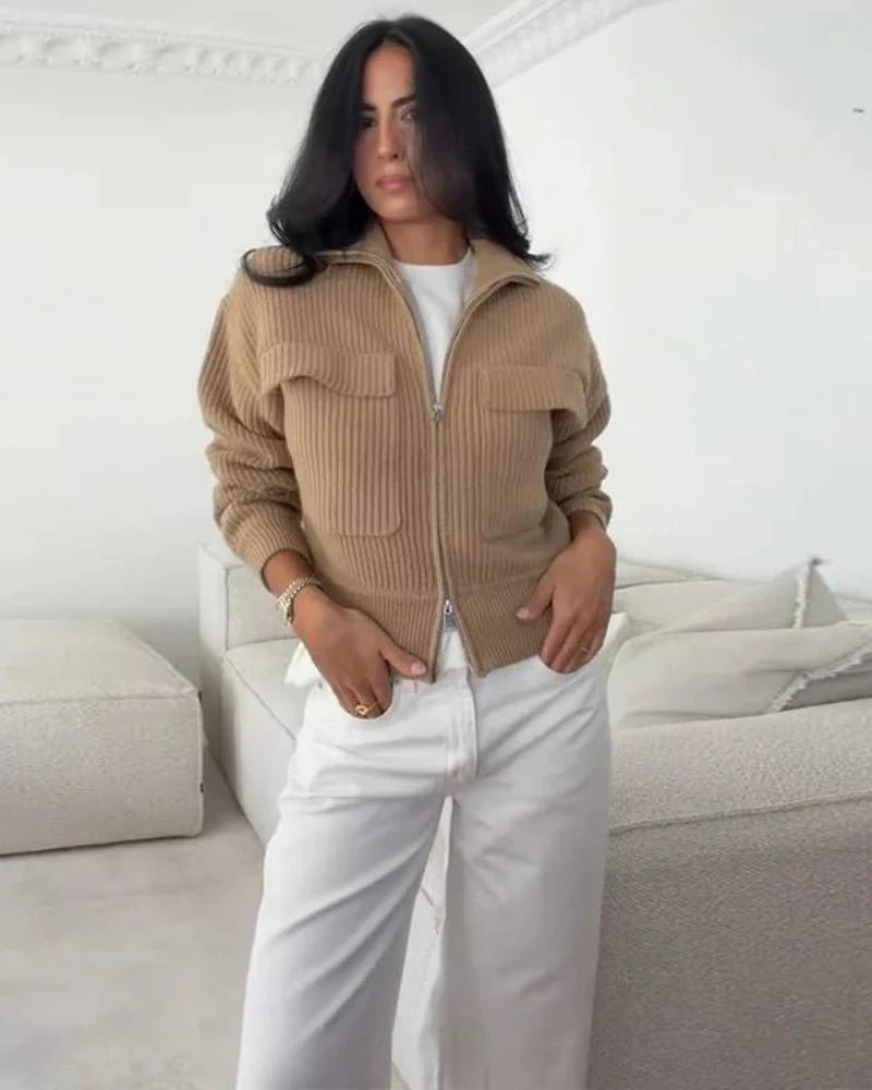 SOERA Nadia Ribbed Knit Cardigan - Cardigan - SOERA-906691-PIC-L-44195 Brown L