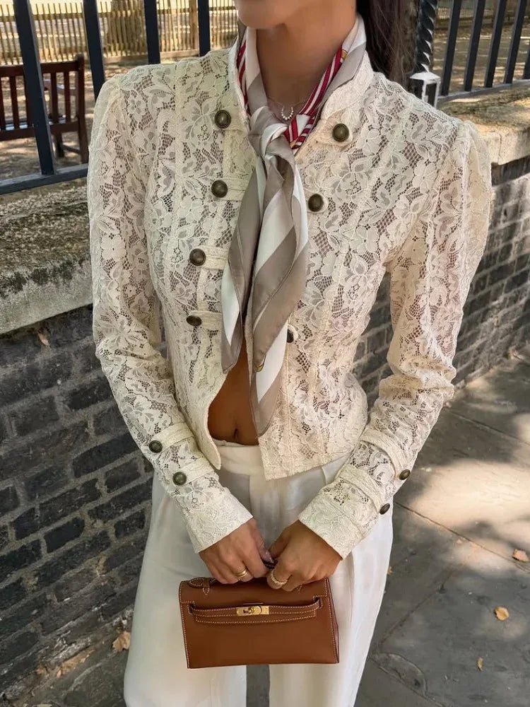 SOERA Sara Sheer Lace Patchwork Jacket - Jacket - SOERA-662851-PHO-XS-10531 Beige XS