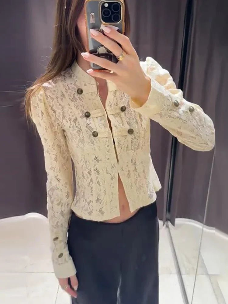 SOERA Sara Sheer Lace Patchwork Jacket - Jacket - SOERA-662851-PHO-M-76067 Beige M