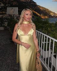 Bianca satenska maxi haljina s maramom
