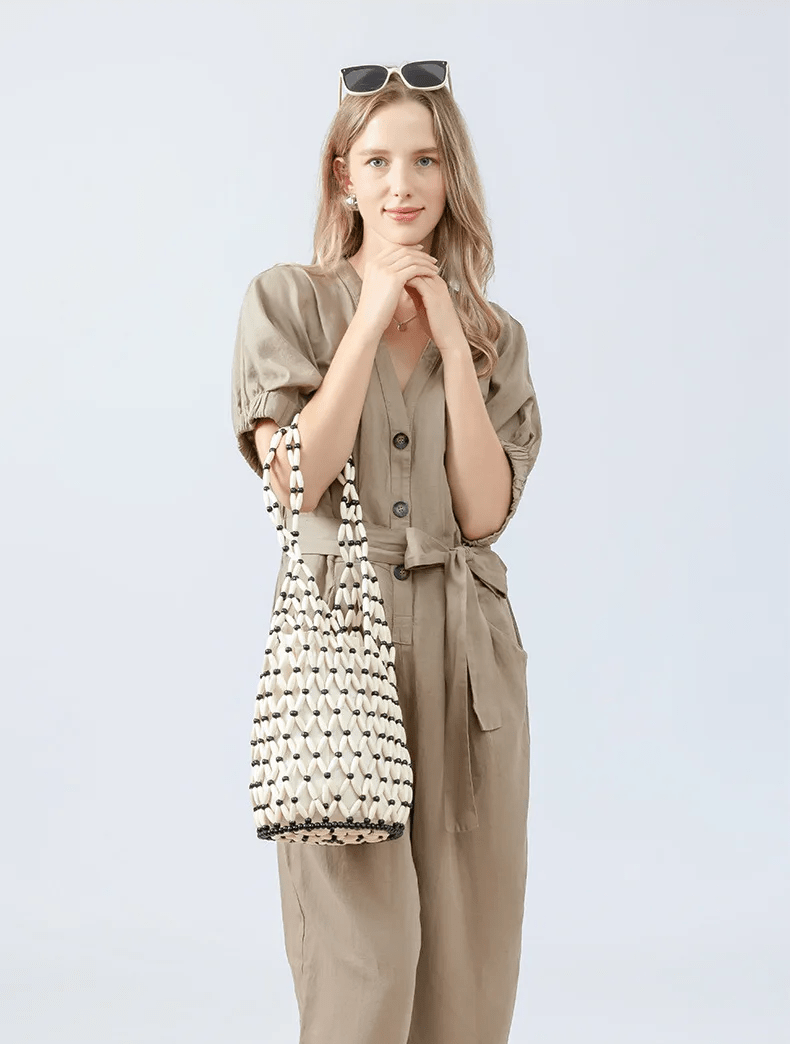 Margot pleteni torba tote s perlicama
