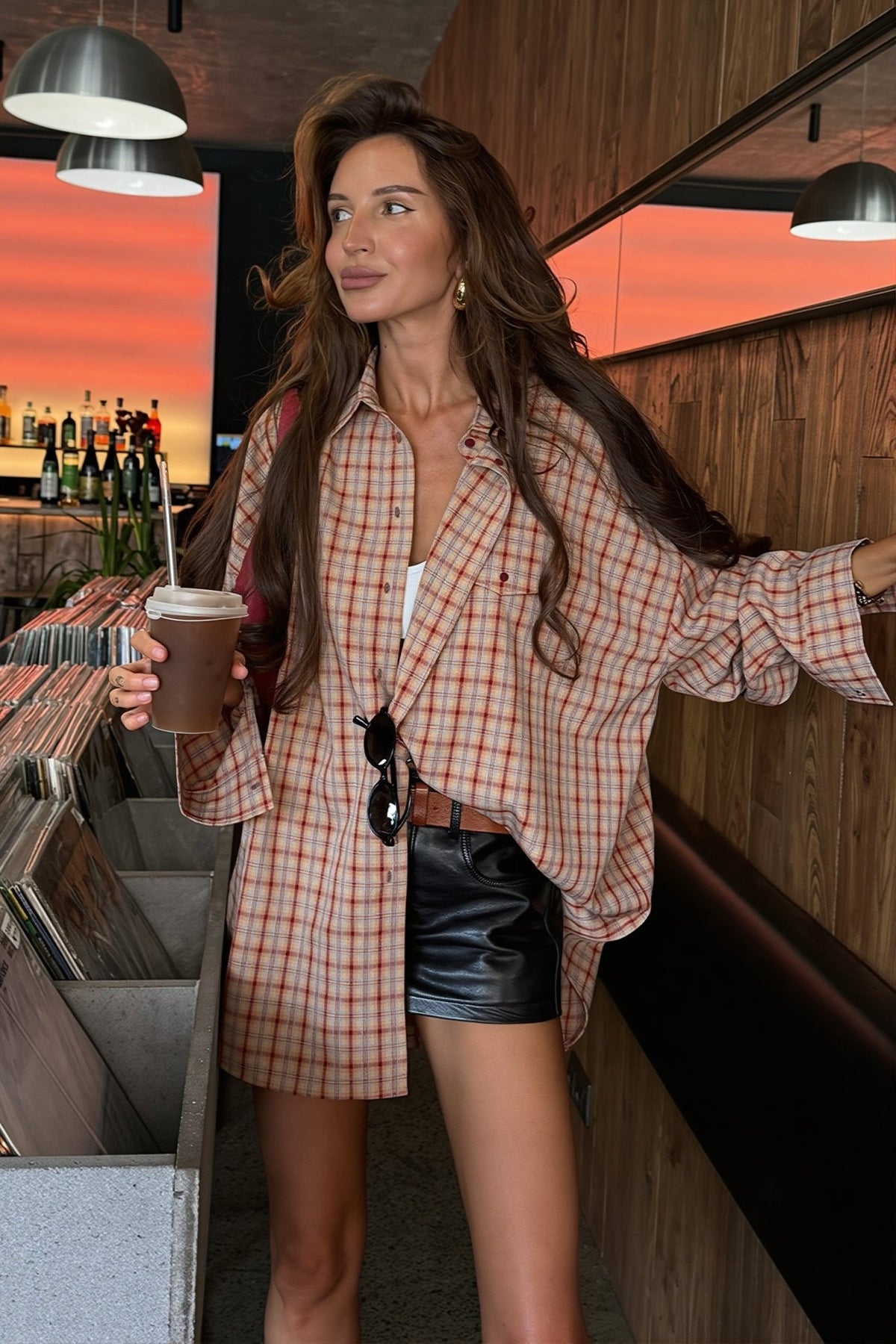 SOERA Carmen Oversized Plaid Shirt Blouse - Blouse - SOERA-266499-ORA-S-00803 Orange S