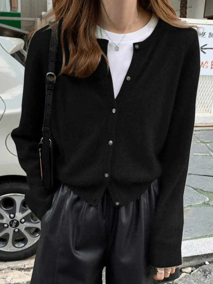 SOERA Emilia Button Front Knit Cardigan - Cardigan - SOERA-471939-BLA-M-08387 Black M
