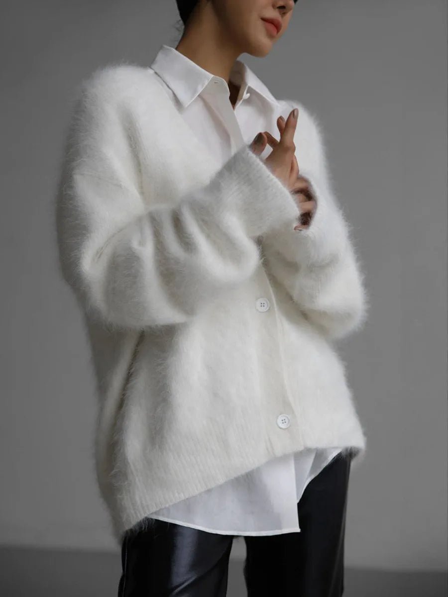 SOERA Terry Cozy Knitted Cardigan - Cardigans - MF1763304746550198709 White S