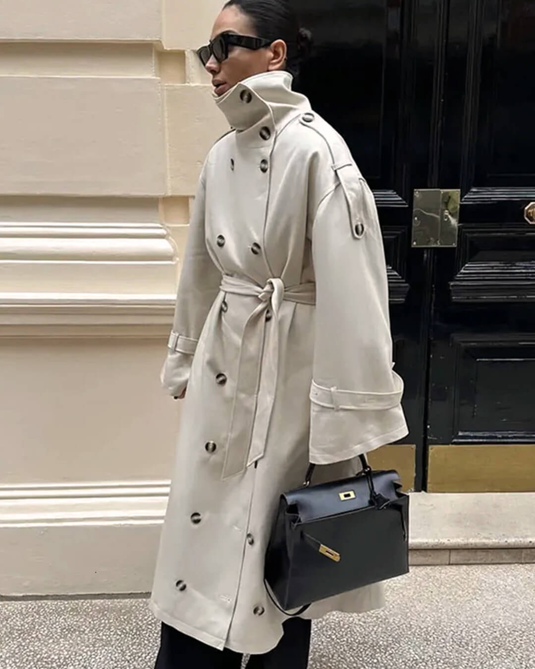 SOERA Sarah High Neck Belted Trench Coat - Coat - SOERA-753027-IMA-L-77667 Cream L
