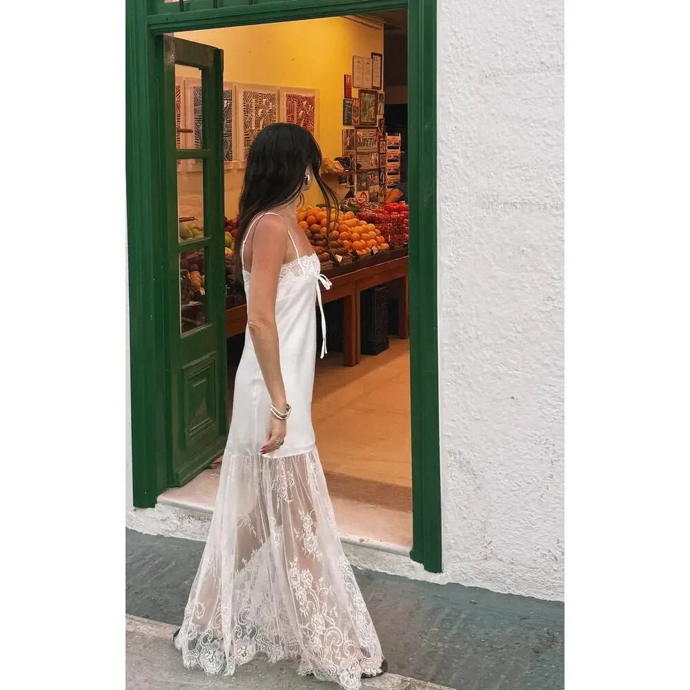 SOERA Aishlen Satin Lace-Trim Maxi Dress - Dress - SOERA-688451-DEF-OS-84420 White S
