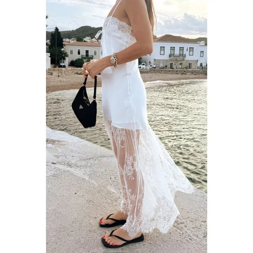 SOERA Aishlen Satin Lace-Trim Maxi Dress - Dress - SOERA-688451-DEF-OS-84420 White S