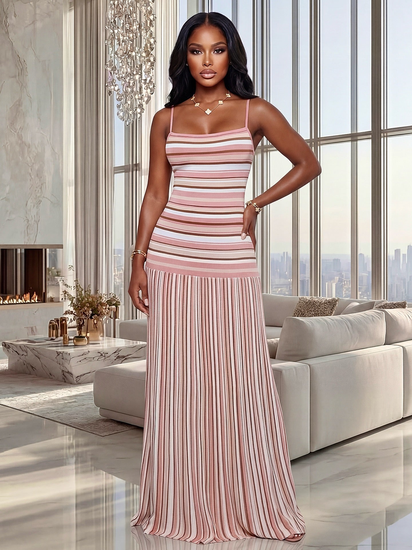SOERA Aiwine Striped Cami Maxi Dress - Dress - SOERA-777539-01P-XL-33571 XL