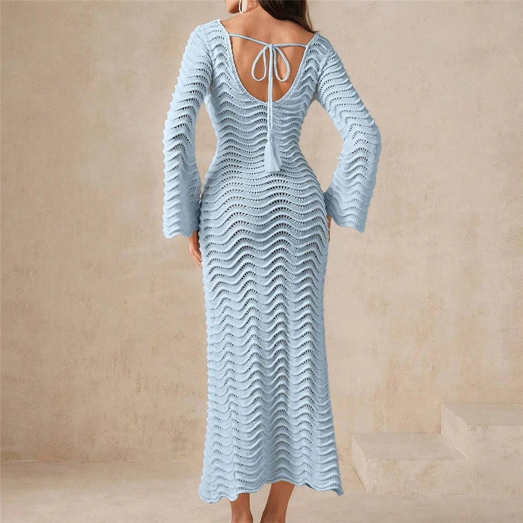 SOERA Arabella Lace - Up Knit Maxi Dress - Dress -  Blue M