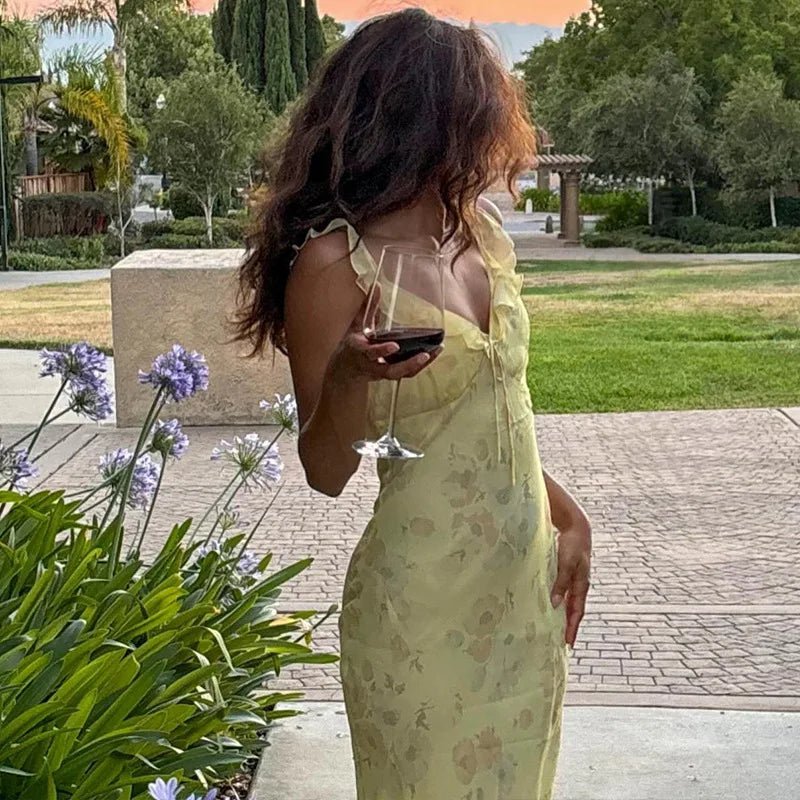 SOERA Ava Floral Plunge Maxi Dress - Dress -  Yellow S