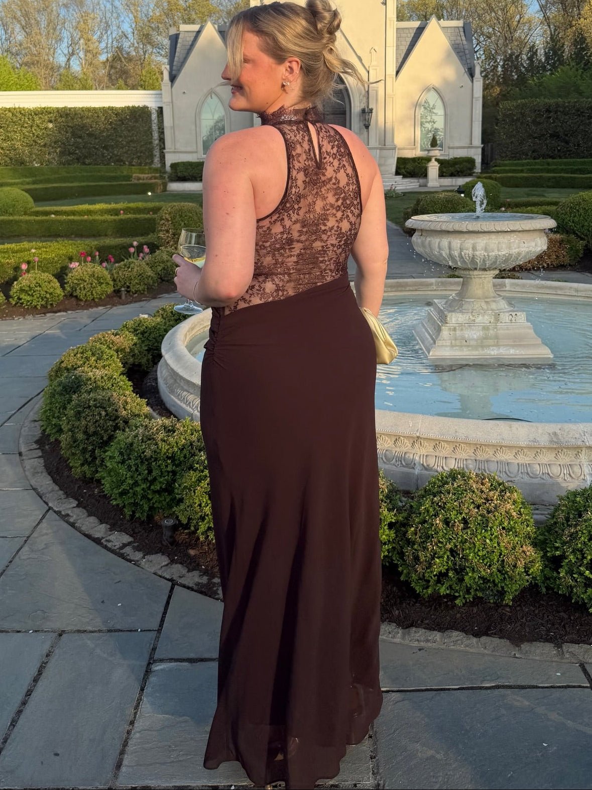 SOERA Beatrice Halter Lace Patchwork Maxi Dress - Dress -  L