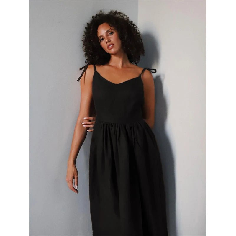 SOERA Elisabeta Backless Tie - Strap Midi Dress - Dress -  Black S