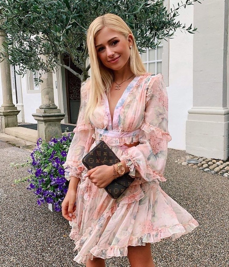 SOERA Evangeline V - Neck Floral Chiffon Dress - Dress -  S