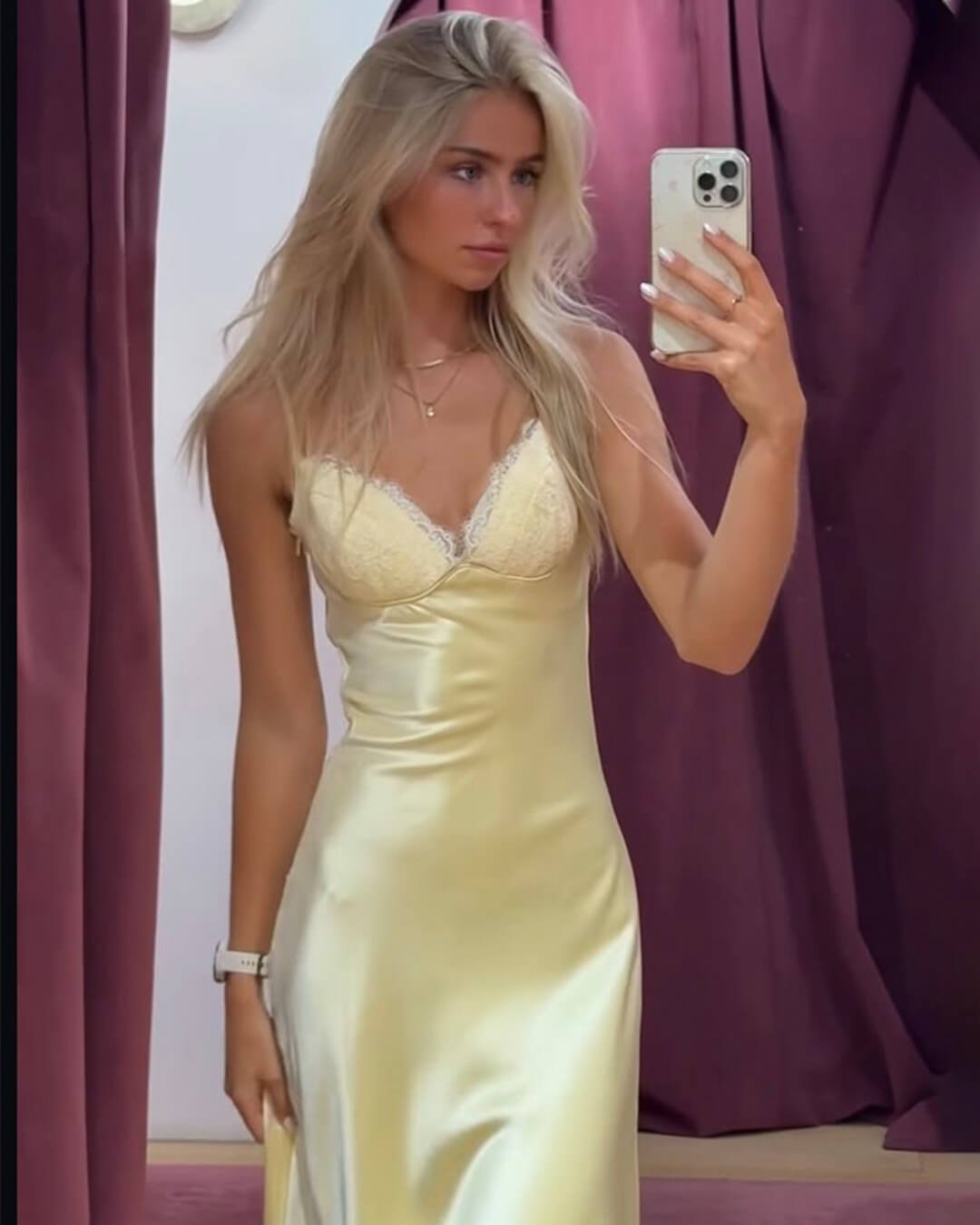 SOERA Margot Satin Lace Midi Dress - Dress - SOERA-140739-DEF-OS-87781 Yellow M