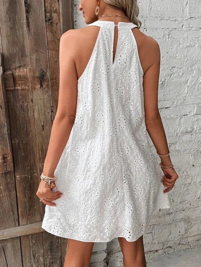 SOERA Sofia Bohemian Eyelet Embroidered Mini Dress - Dress - SOERA-074883-WHI-S-53539 White S