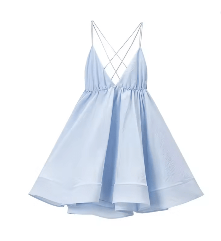 SOERA Beatrice V-Neck Suspender Mini Dress - Dresses -  Blue S