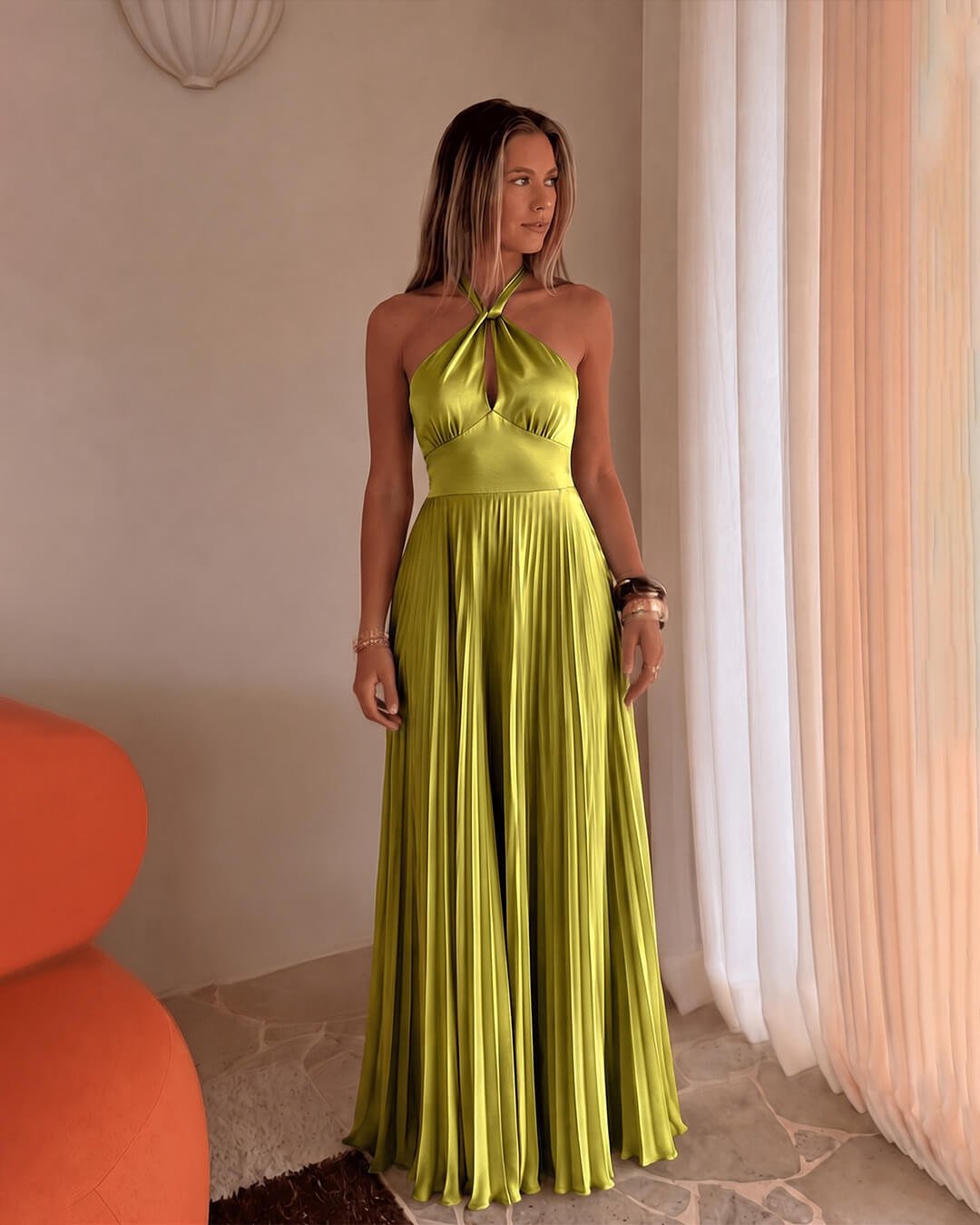 Georgia halter plisirana maksi haljina