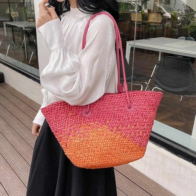 SOERA Camille French Straw Tote Bag - Handbags -  Pink